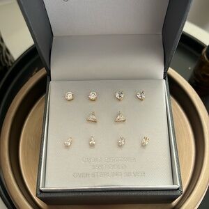 NWT Primrose Cubic Zirconia 18KT Gold Sterling Silver Stud Earrings💎